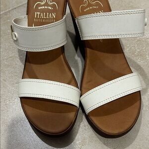 Italian Shoemakers Cream Double Strap Sandals